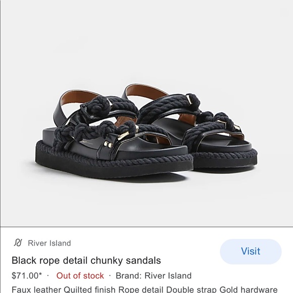 River Island | Shoes | River Island Black Rope Chunky Sandals | Poshmark